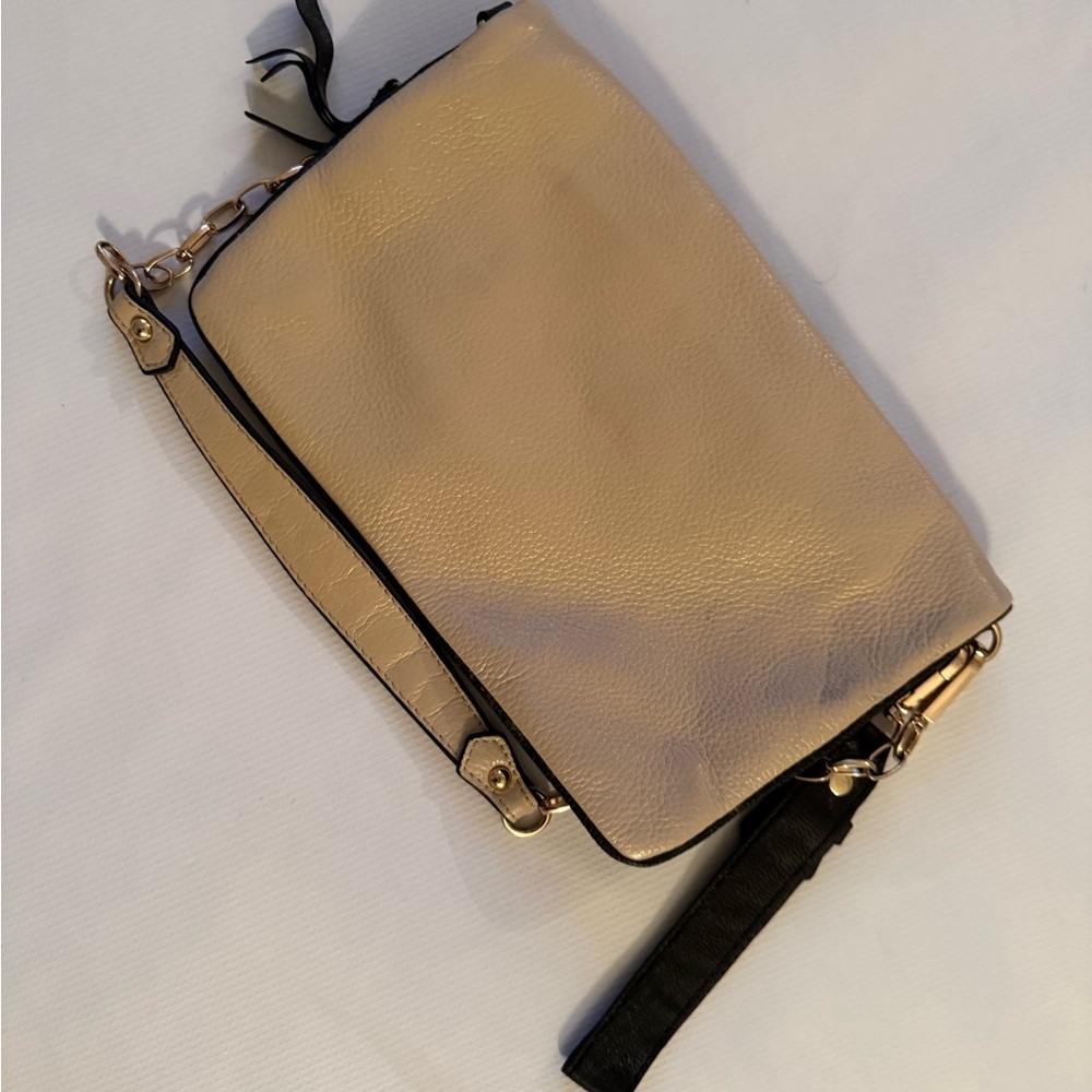 Ora Delphine Black and Cream Leather Shoulder Clutch Bag - Picture 4 of 5
